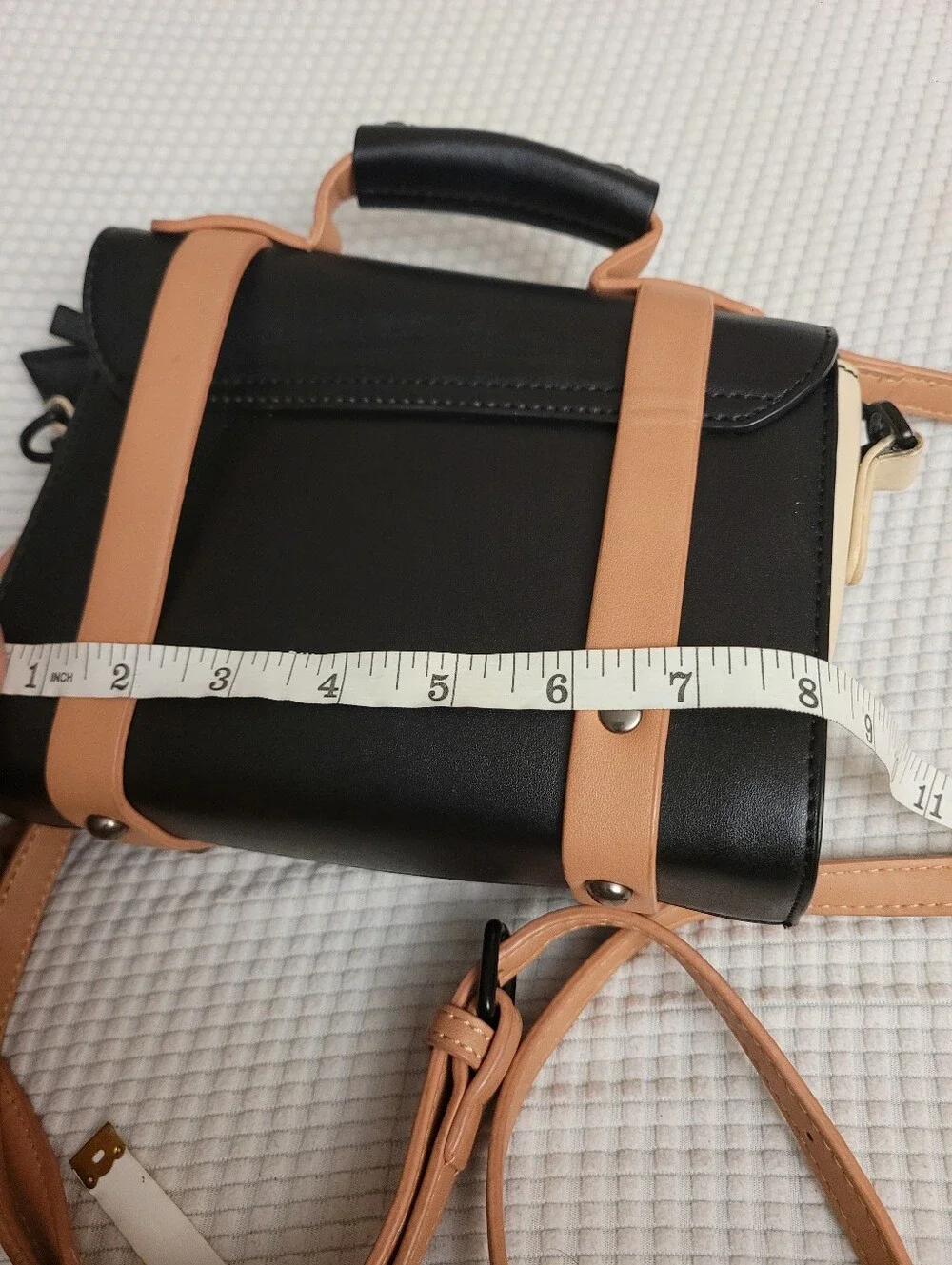 Pixie Mood Classic Black and Tan Crossbody Satchel - 8